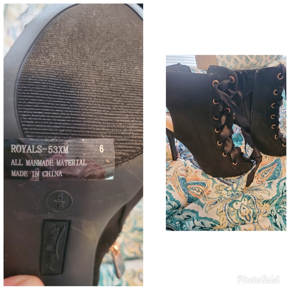 Black suede booties. Size 6